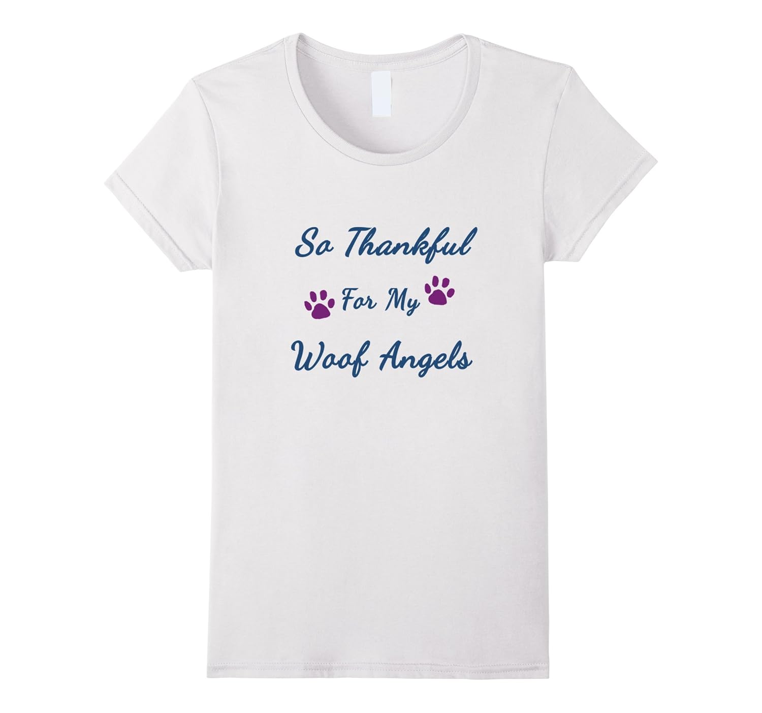 Woof Angels Dog Lover Thankful Blue Paw T-Shirt-ANZ