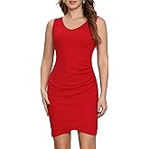 Aphratti Women's Cute Casual Summer Ribbed Tank Dresses Short V Neck Bodycon Sleeveless Mini Dress