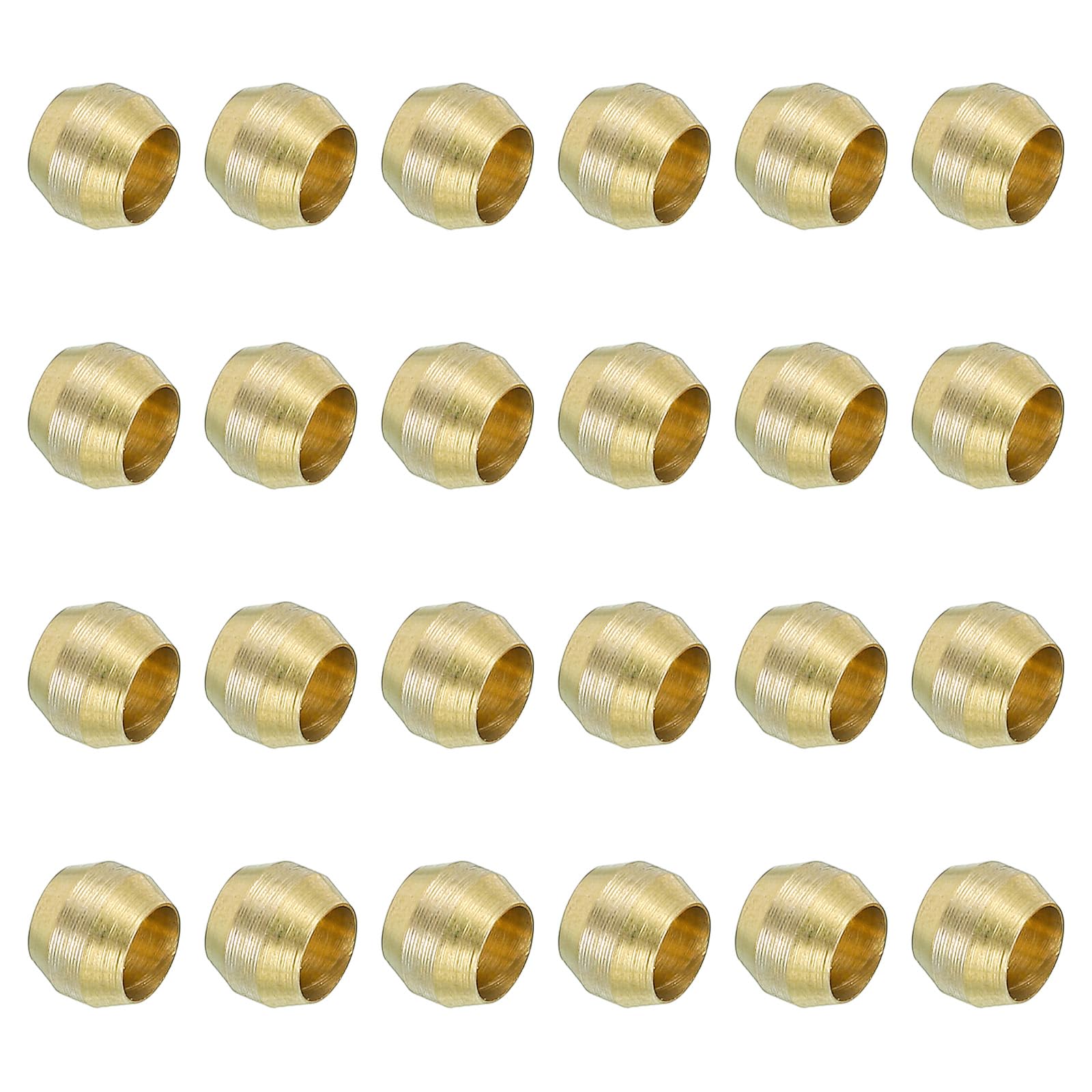 PATIKIL 4mm ID Compression Sleeve Ferrules, 24 Pack Brass Sleeve Ferrules Compression Fitting Assortment Kit for Water Oil Air Pipe