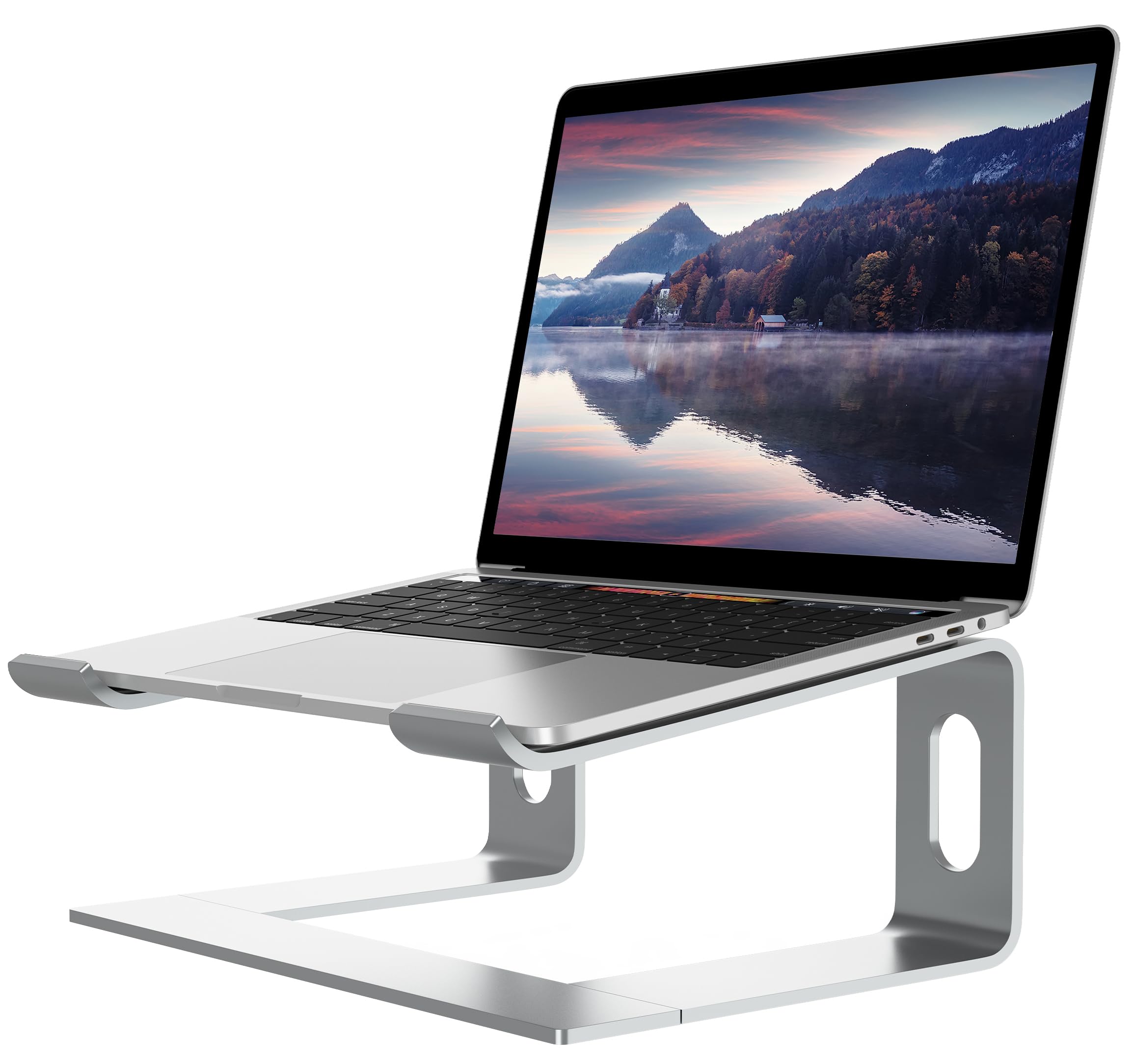 ALASHI Laptop Stand for Desk, Aluminum Computer Riser, Ergonomic Notebook Holder, Detachable Metal Laptops Elevator, PC Cooling Mount Support 10 to 15.6 Inches Notebook, Silver