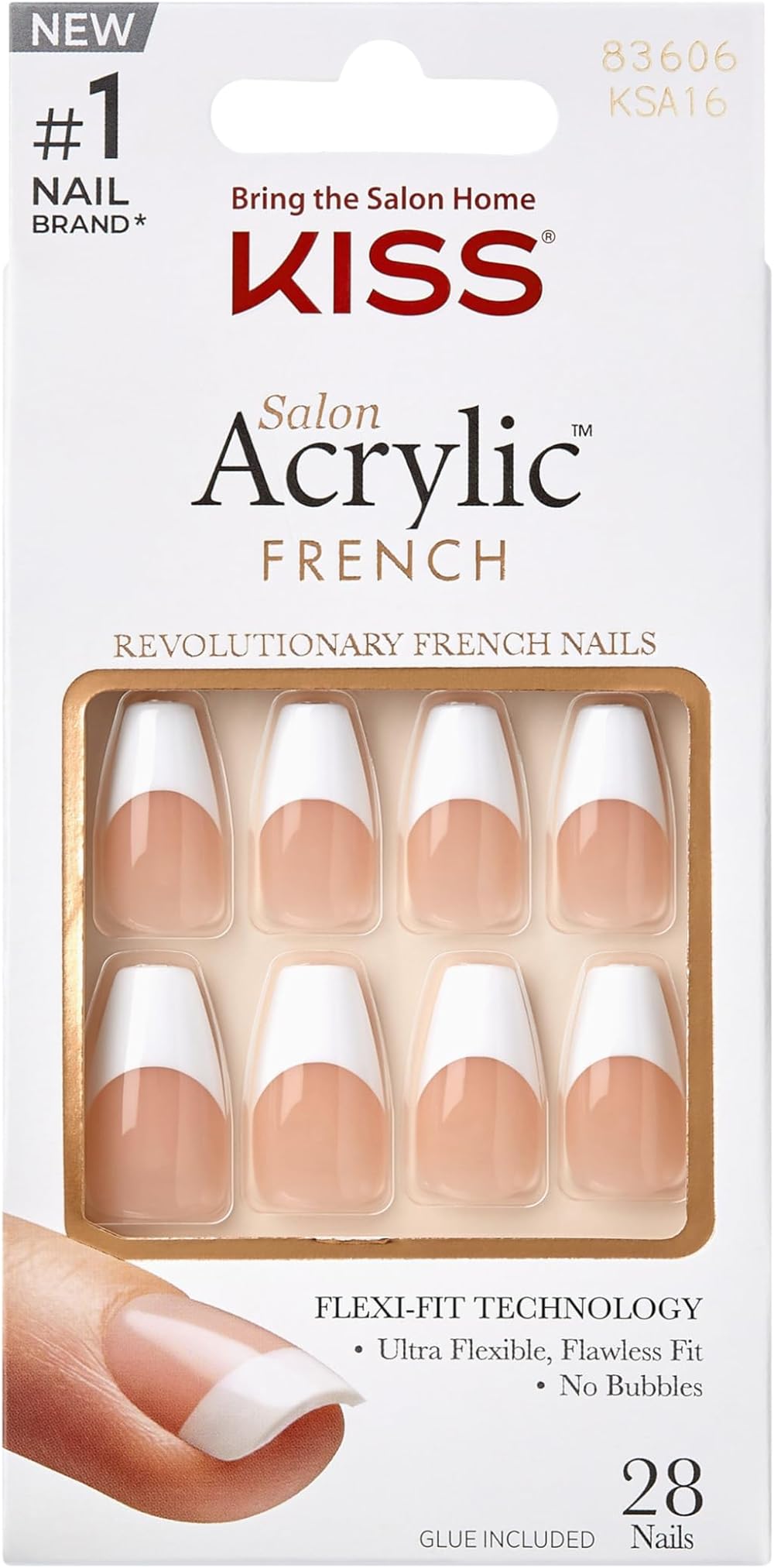 KISS New York Je T'aime Salon Acrylic French Nails Kit Medium