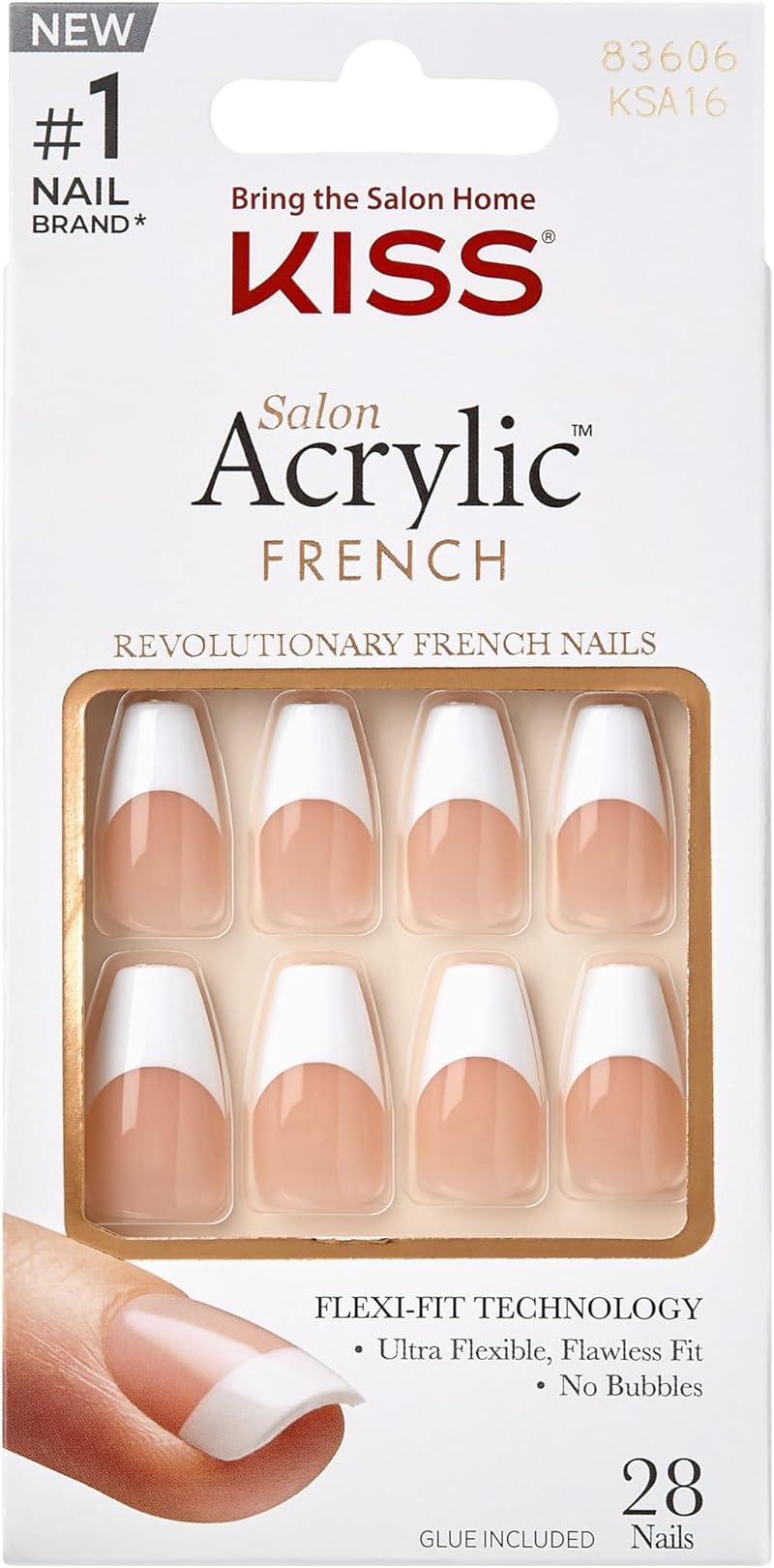 KISS New York Je T'aime Salon Acrylic French Nails Kit Medium