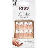 KISS Salon Acrylic, Press On Nails, Nail glue included, 'Je T'Aime', White, Medium Size, Coffin Shape, Includes 28 Nails, 2g 