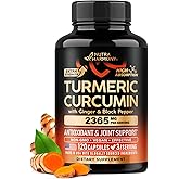 Turmeric Curcumin Supplement 2365 mg - Turmeric with Ginger & Black Pepper - Highly Bioavailable & Extra Strength 95% Curcuminoids - Antioxidant, Immunity & Joint Support - Made in USA - 120 Capsules