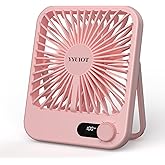 YYUIOT Desk Fan Battery Operated, USB Rechargeable Fan, 2400 mAh 180° Quiet Personal Fan With Power Display, 100 Speeds Adjustable Table Fan for Desktop, Home, Travel