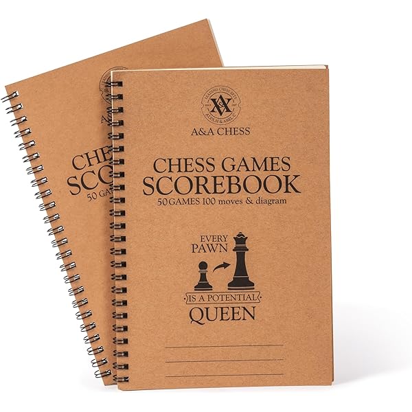 US Chess Federation Spiral Scorebook - 50 Games, 120 Moves/Game, Green Commemorative Chess Notation Book