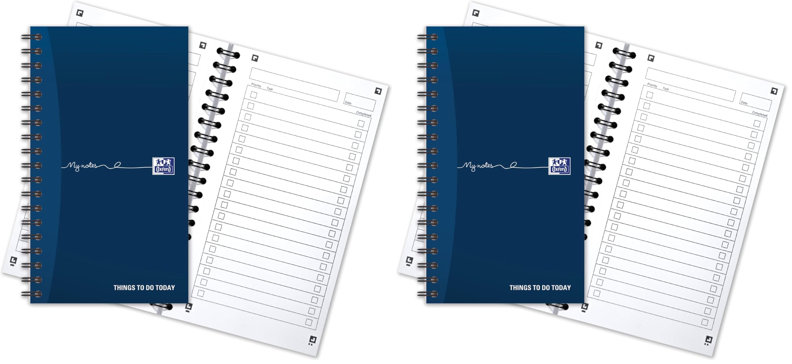Oxford My Notes, To Do List Notebook, Wirebound, 230 Page, 1 Notepad, Navy Blue | White (Pack of 2)