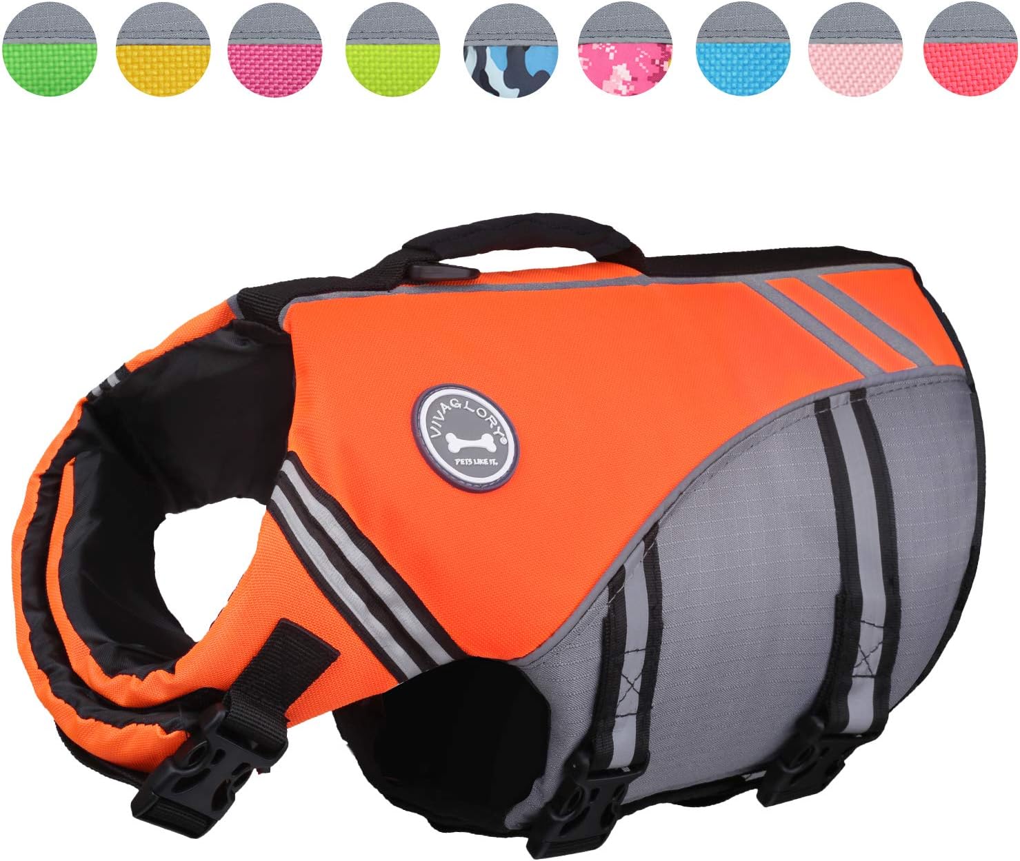 VIVAGLORY New Sports Style Ripstop Dog Life Jacket with Superior