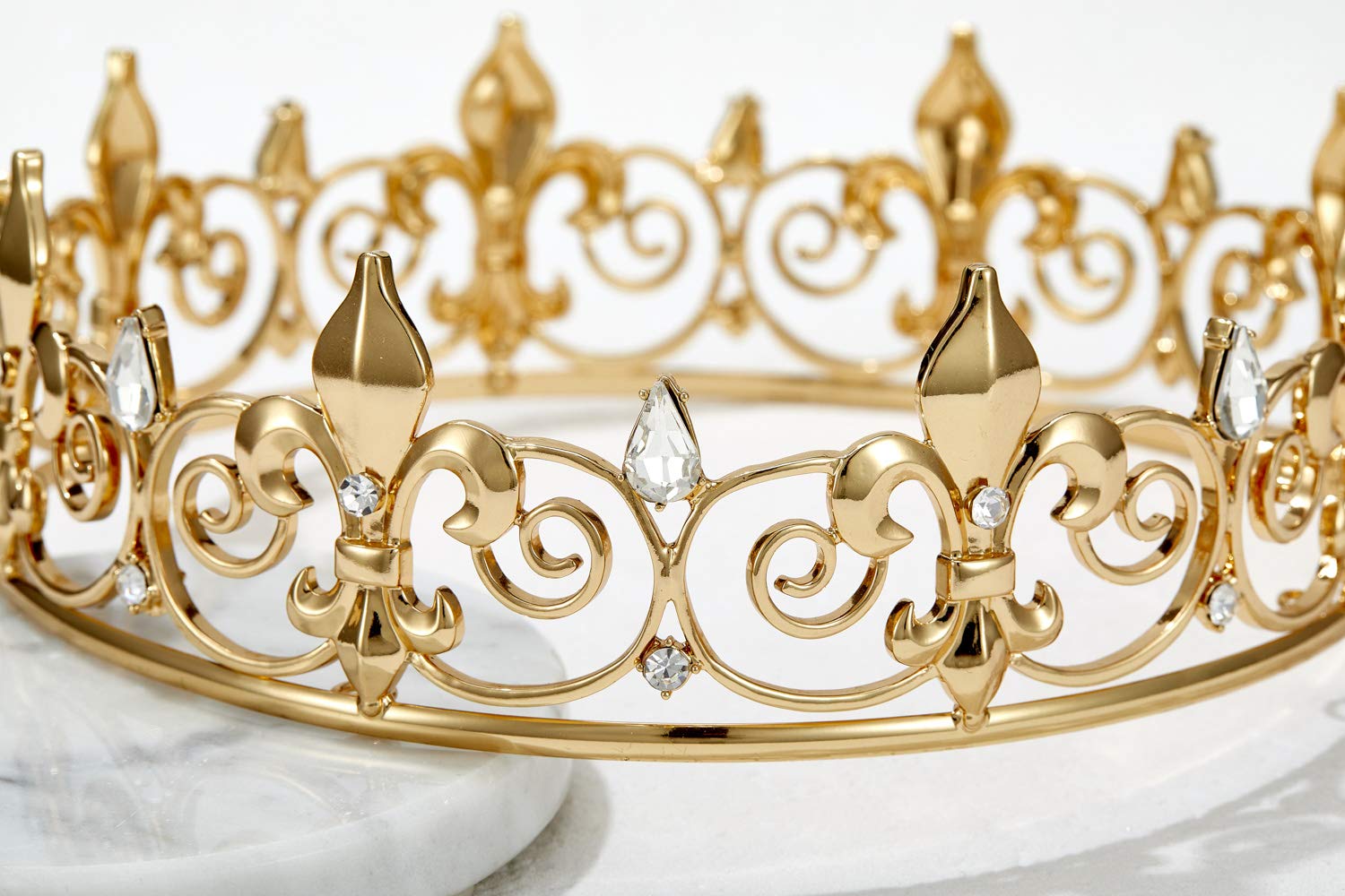 SWEETV Royal Full King Crown - Metal Crowns and Tiaras for Men Prom King Party Hats Costume Accessories, Gold: Beauty