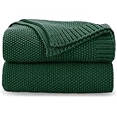 CozeCube Christmas Green Throw Blanket for Couch, Soft Cozy Cable Knit Throw for Bed Sofa Living Room, Lightweight Warm Decorative Farmhouse Christmas Blanket, 50"x60", Emerald Green
