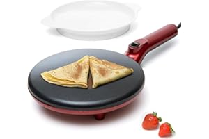 Moss & Stone Electric Crepe Maker, Pan Apo Portable Crepe Maker & Hot Plate Cooktop On/Off Switch, Nonstick Coating, Automati