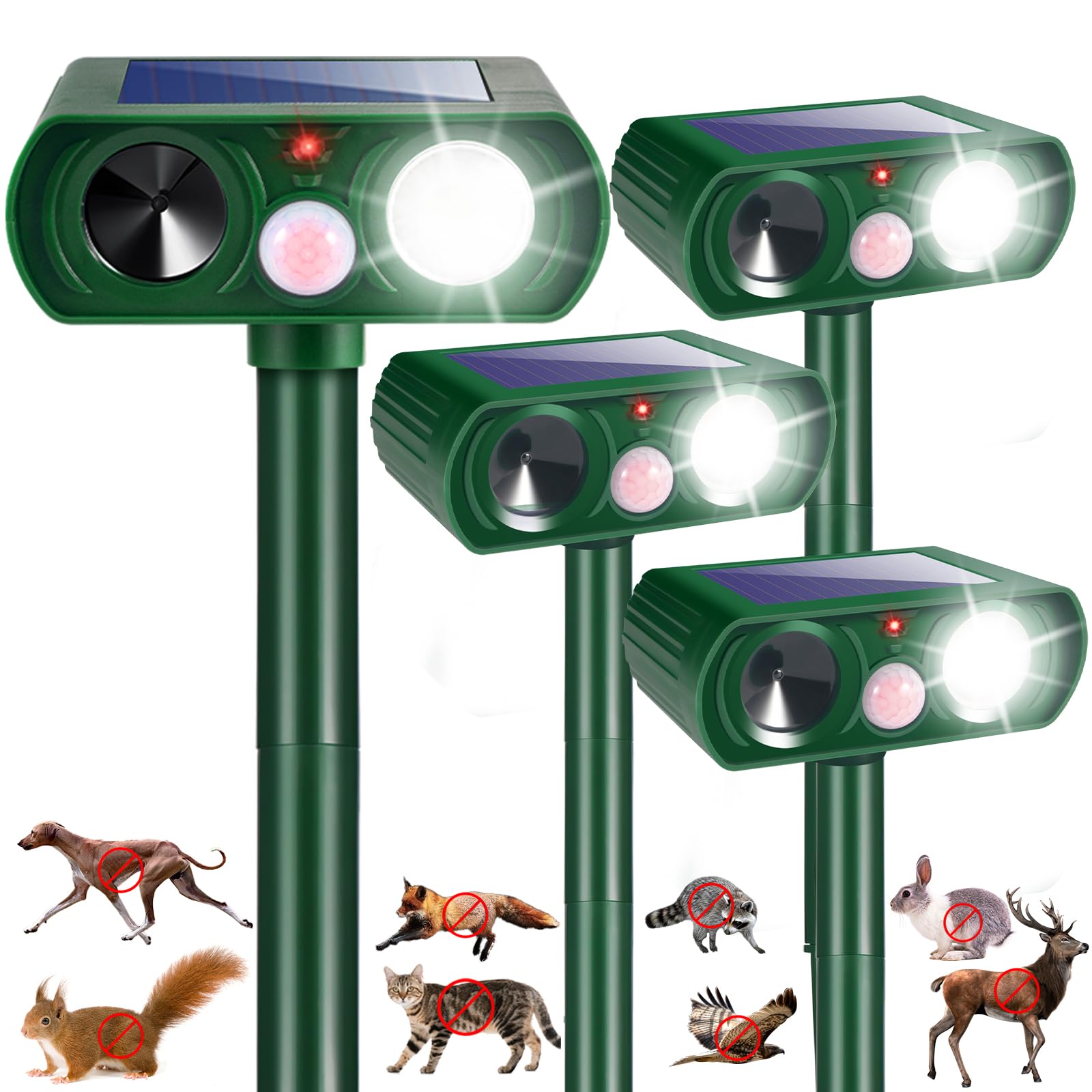 Photo 1 of ****ONLY 2 PRO SOLAR*****4 Pack Squirrel Fortress Pro Solar Animal Repellent Ultrasonic Outdoor, Deer Repellent Devices with Motion Sensor & Flash Lights, Waterproof Raccoon Cat Dog Skunk Rabbit Deterrent for Yard Farm