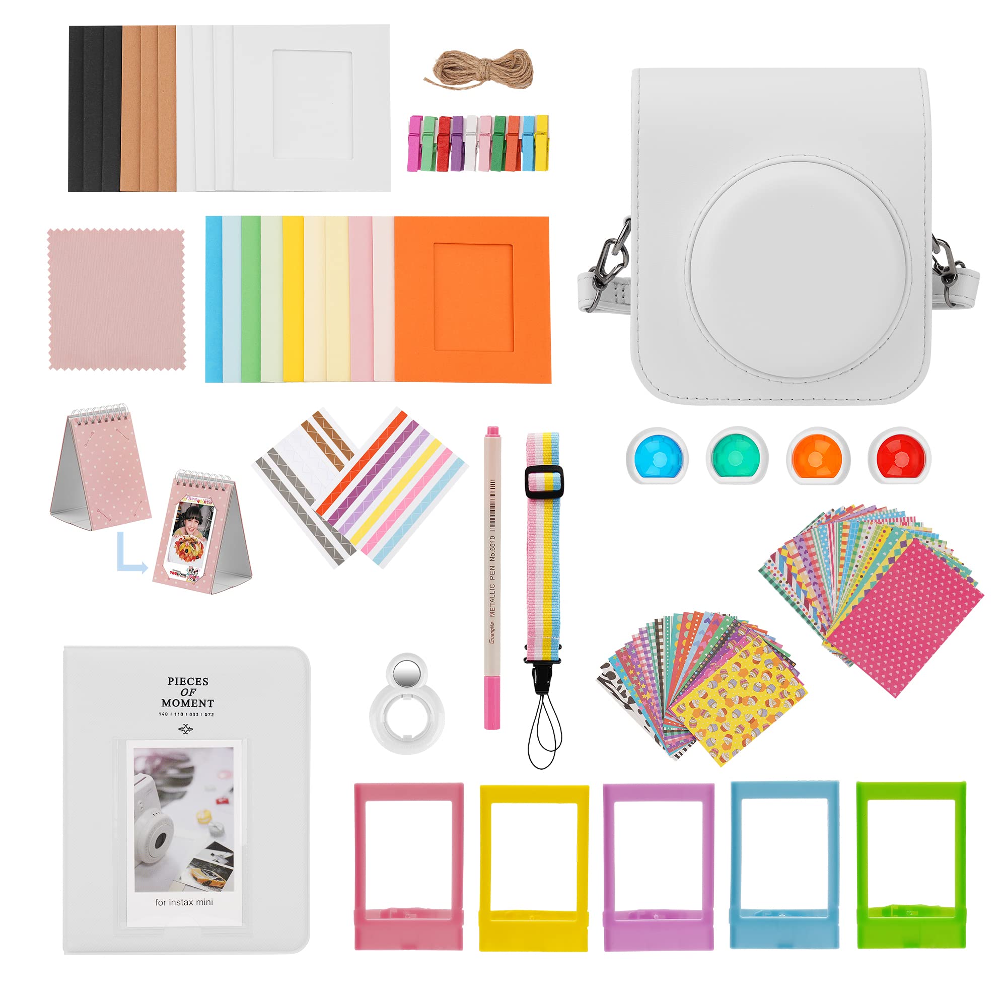 ZUIKAKU15 in 1 Mini 12 Accessories Compatible with Fujifilm Instax Mini 12 Instant Film Camera (White)