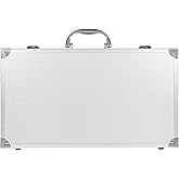 DOITOOL Metal Briefcase,Silver Aluminum Briefcase with Lock,Hard Case Locking Case,Portable Carrying Case,Metal with Ripple Foam,14.15x7.86x2.95 Inch