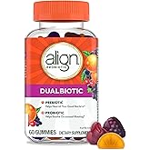 Align Dualbiotic, Prebiotics and Probiotics for Women and Men, Probiotics for Digestive Health, Prebiotics Help Nourish Good Bacteria, Natural Fruit Flavors, 60 Probiotic Gummies