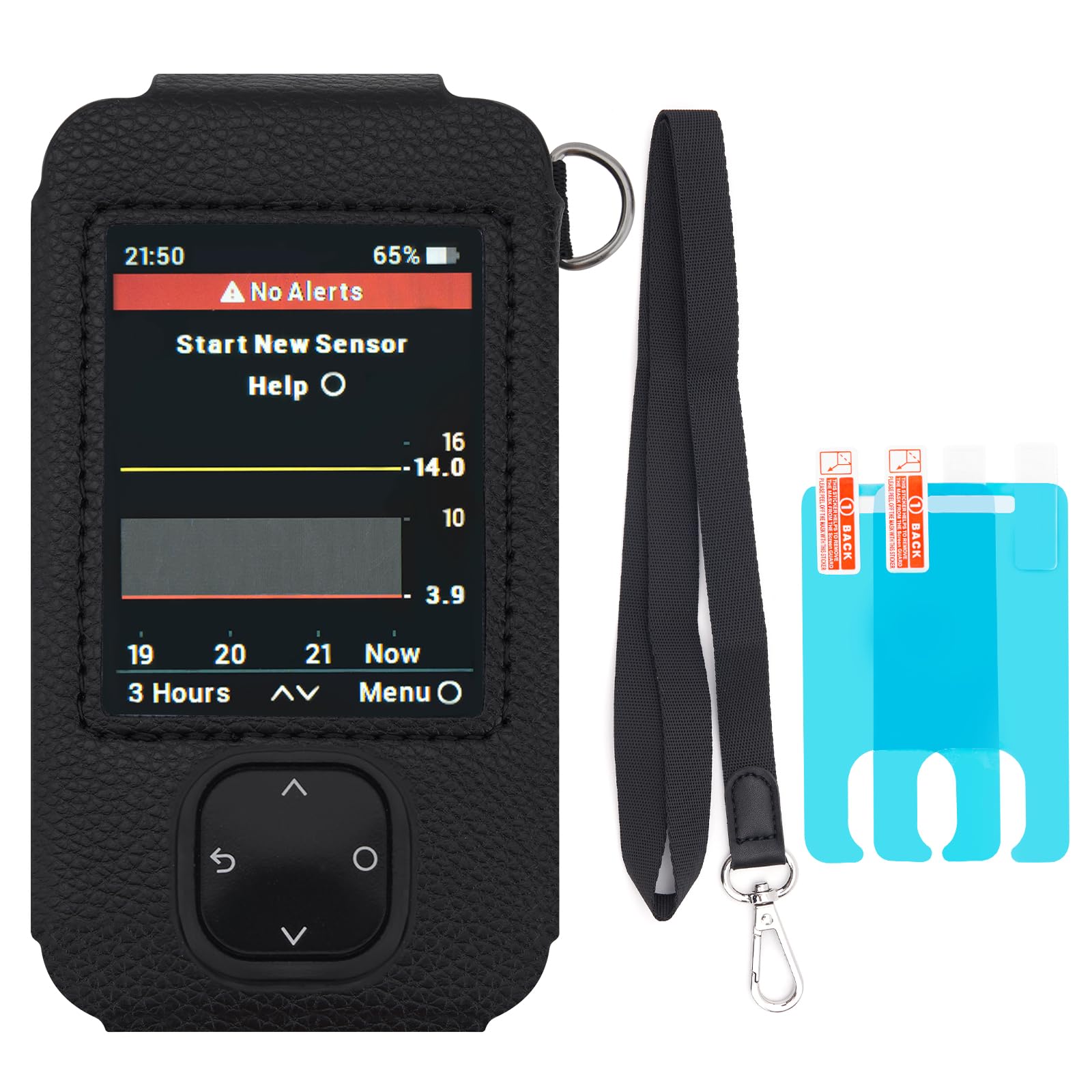 Photo 1 of Swiatla Dexcom G7 Receiver Leather Case with Lanyard and 2PCS Screen Protector (Black)