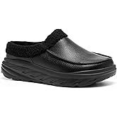 OrthoComfoot Men's Orthopedic Wide Winter Slippers for Diabetic: Comfortable Arch Support Leather Dress Shoes for Plantar Fasciitis, Casual Warm Orthotic Walking Shoes for Foot and Heel Pain