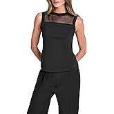 DKNY Womens Sleeveless Crewneck Ponte Top