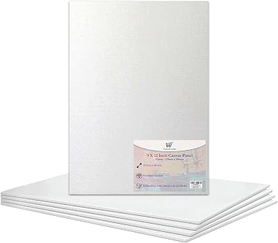 Habercrafts 9x12 Inch Canvas Panels 5 Pack 100% Cotton Primed Ready to Use