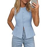 PRETTYGARDEN Womens Vests Top Trendy 2026 Spring Sleeveless Blazer Suit Summer Business Casual Work Button Down Waistcoat