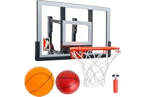 Efficraft Mini Basketball Hoop Indoor 25 Inch, Adjustable-Height Wall-Mount Basketball Backboard & Rim for Kids, Mini Hoop 2Ball