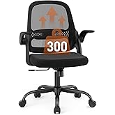 Ergonomic Mesh Office Chair with Flip-Up Arms, Adjustable Height, Breathable Mesh Back & Thick Cushion Seat, 360° Swivel Rolling Computer Desk Chair, BIFMA Certified, Supports 300 lbs (Black)