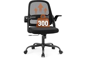 LUKKDYS Ergonomic Mesh Office Chair with Flip-Up Arms, Adjustable Height, Breathable Mesh Back & Thick Cushion Seat, 360° Swivel Rolling Computer Desk Chair, BIFMA Certified, Supports 300 lbs (Black)