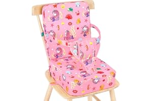 TOTIDYH Toddler Booster Seat for Kitchen Chair, Non-Slip Bottom Dining Table Booster Seat with Backrest and Adjustable Straps, Portable Eating Travel Increasing Cushion