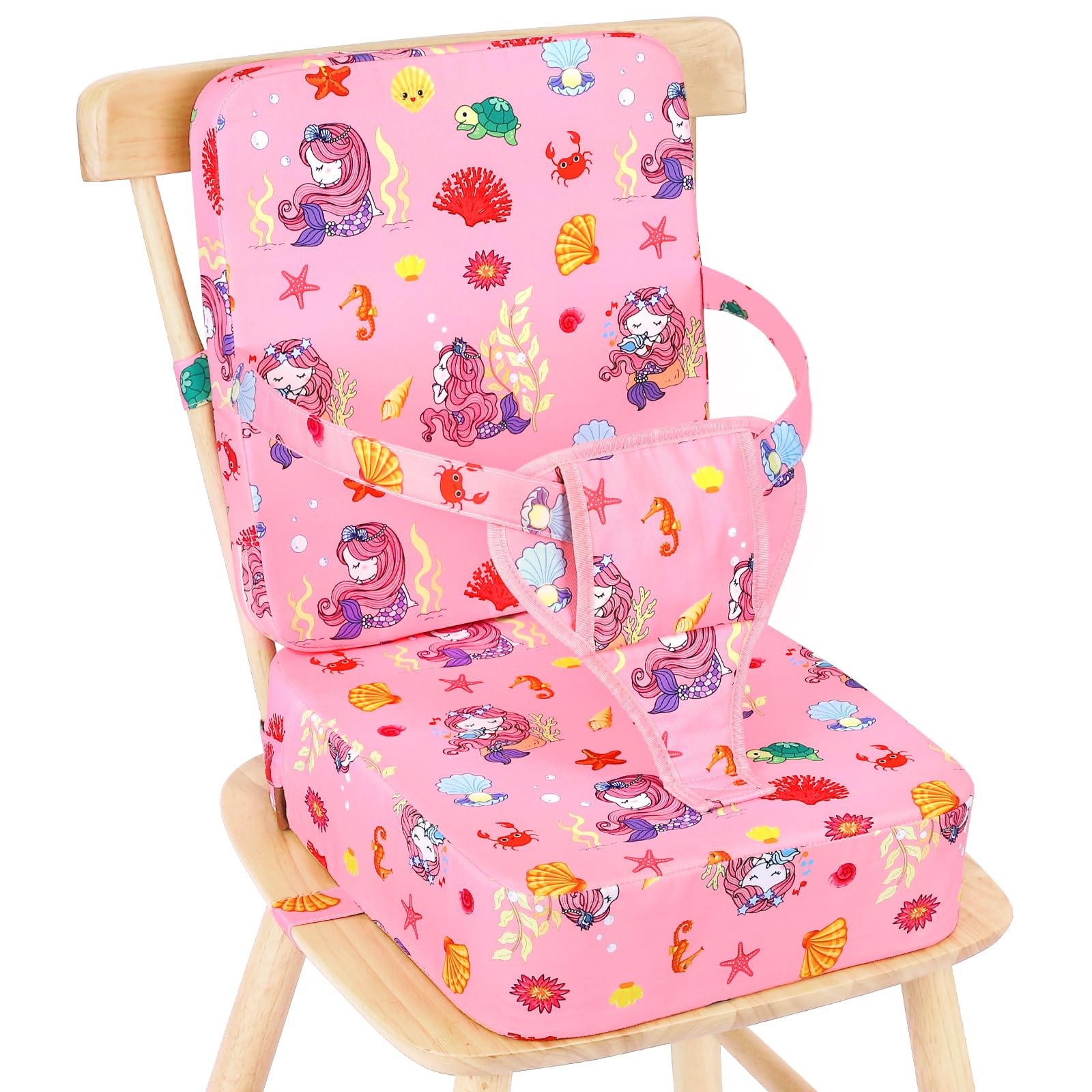 Photo 1 of TOTIDYH Toddler Booster Seat for Kitchen Chair, Non-Slip Bottom Dining Table Booster Seat with Backrest and Adjustable Straps, Portable Eating Travel Increasing Cushion