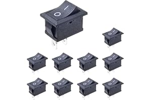 Yoiilnz 10Pcs KCD1 6A250V 10A125V On/Off Boat Rocker Switch 2 Pin Position Snap Can be Used for 12V 110V 250V Black Toggle Switches