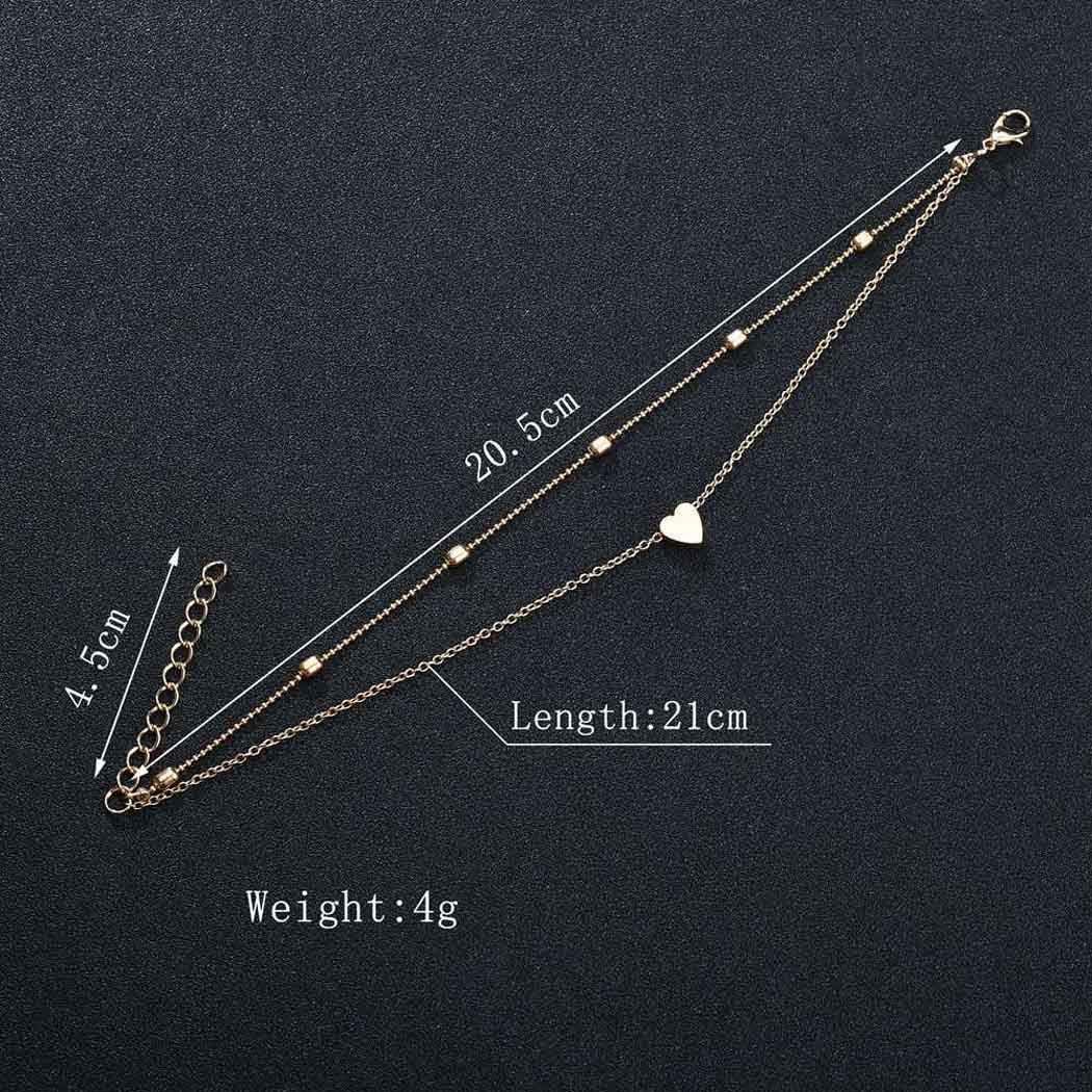 Jovono Boho Beaded Anklets Fashion Miltilayered Heart Anklet Bracelets Beach Foot Jewelry for Women and Girls (Gold) - Image 3