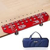 RUITOOL Shelf Pin Jig 11 Holes, Self-contained Clamping Function All Metal Shelf Pin Drilling Jig with 1/4" and 5mm Drill Bit, Shelf Hole Jig and Cabinet Hardware Jig Tool Drill Guide with Storage Bag