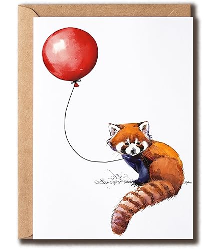 1 Carte De Vœux (insert Photo) – Panda Rouge Sauvage Ours – Vierge Anniversaire Célébration Anniversaire #46441