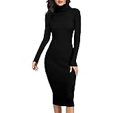 v28 Women Stretchable Knitted Long Sleeve Slim Fitted Ribbed Soft Sweater Dress