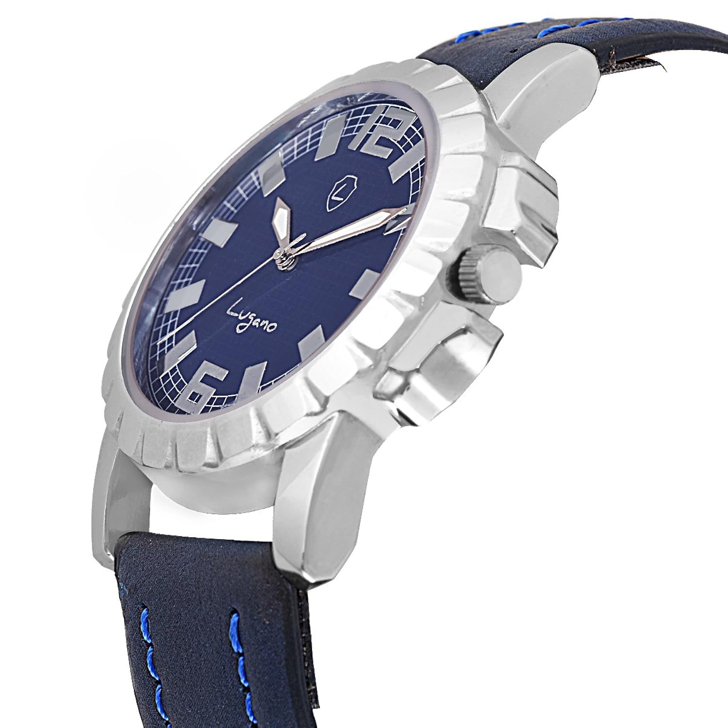 lugano analog blue dial men's watch- lg 1006