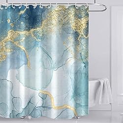 AWERT Teal Marble Shower Curtain for Bathroom