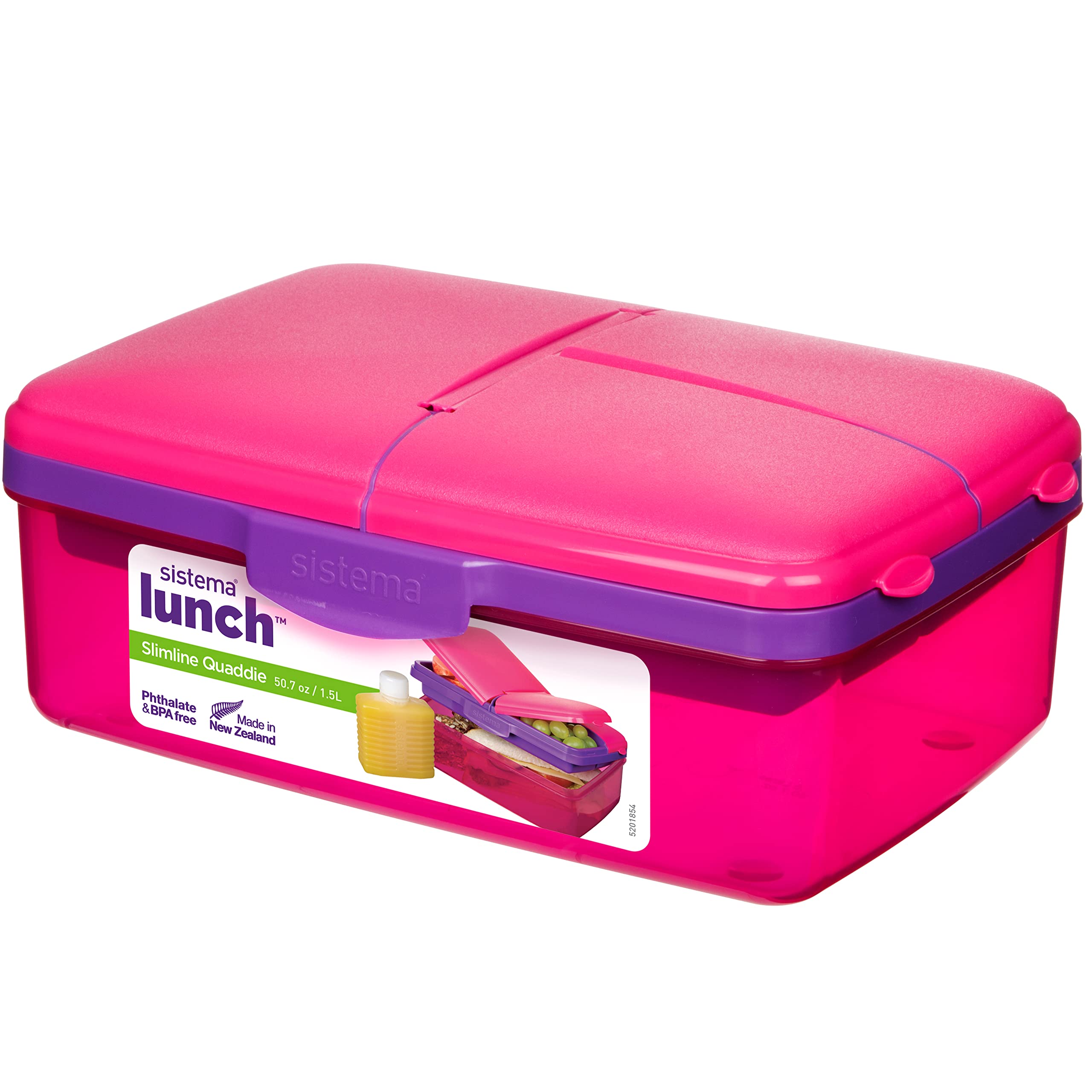 Sistema Lunch Slimline Quaddie Lunch Box | 1.5 L | Pink/Purple