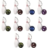 Azure Zone, Pack of 10 Bowling Pin Keychains Ball Charm Key Chain Sports Keyring