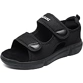 BLSART Diabetic Sandals for Men Wide Toe Swollen Feet Adjustable for Foot Pain Relief Open Toe Casual Athletic Diabetic Shoes Sandals for Outdoor Beach Travel Summer Black 8.5