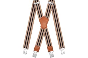 Dresime Suspenders for Men and Women Adjustable X Back 1.57 Inch Wide Elastic Heavy Duty Braces with Strong Metal Clips