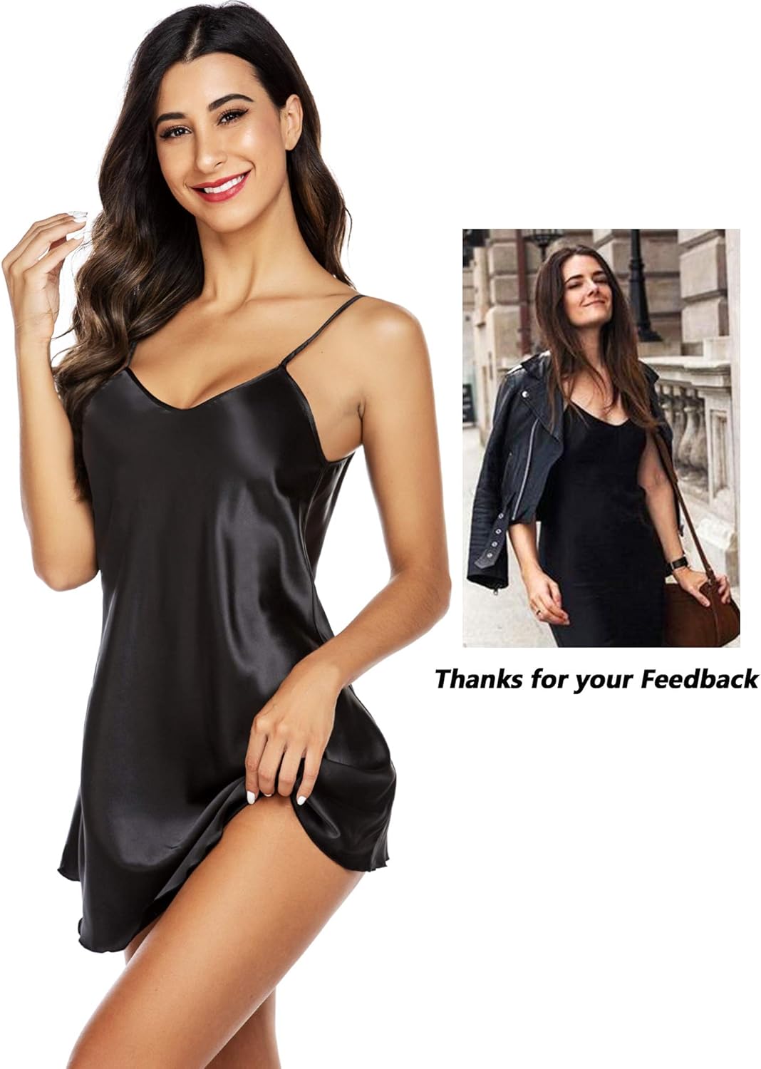 Avidlove Women Sleepwear Satin Nightgown Mini Slip Chemise Short Nightwear at  Women’s Clothing store