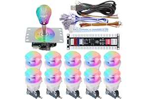 SJ@JX All-Button RGB Arcade Controller with Raspberry Pi RP2040 Encoder Ultra-Low Latency Fight Game Joystick Compatible with