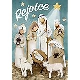 Rejoice Nativity Christmas Garden Flag Primitive Manger 12.5" x 18" Briarwood Lane