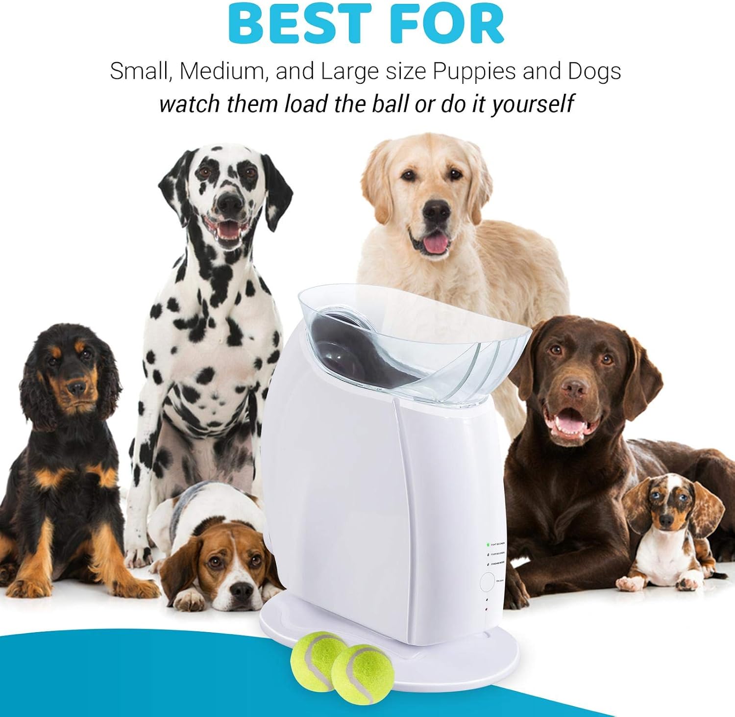 Automatic Cata Pawlt Dog Ball Launcher Toy Small Tennis Balls Thrower Fetching Machine White Perfect For Pets Puppies Ball Launchers Pet Supplies Watch them dogswatch them dogs. pequenos sabios