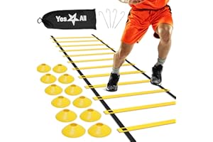 Yes4All Ultimate Agility Ladder Speed Training Equipment - 8, 12, 20 Rungs with Multi Colors - Footwork Speed Ladder and Agil