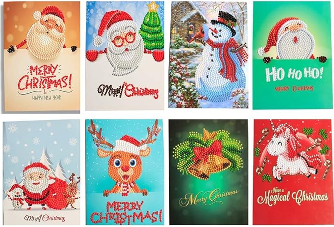 8 Packs Christmas Cards 5D DIY Diamond 