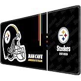 Large Gaming Mouse Pad, Extended Desk Mousepad with Stitched Edges, Football Computer Keyboard Pad,Black Design for Sport Fans, 31.5 x 11.8 in