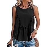 ONFERS Womens Babydoll Tank Top Summer Peplum Tops Sleeveless Crewneck Loose Fit Casual Flowy Shirts