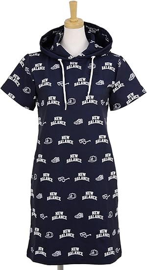 Amazon ニューバランス ゴルフ レディース カレッジ モノグラム プリント 半袖 スウェット ワンピース 40 Mvs フレンチテリー ストレッチ 吸汗速乾性 012 1 ネイビー 日本 1 M 日本サイズm相当 チュニック ワンピース 通販
