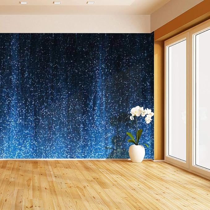 HIMURAL Blue Sparkle Glitter Self Adhesive Peel and Stick Wallpaper